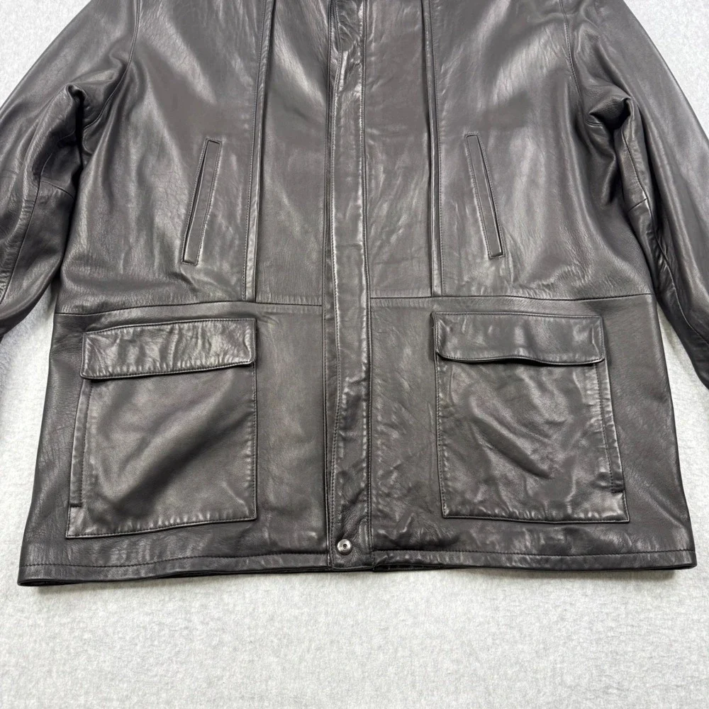 Vintage Remy Leather Jacket Men 46 Black Soft Lambskin Leather Full Zip USA